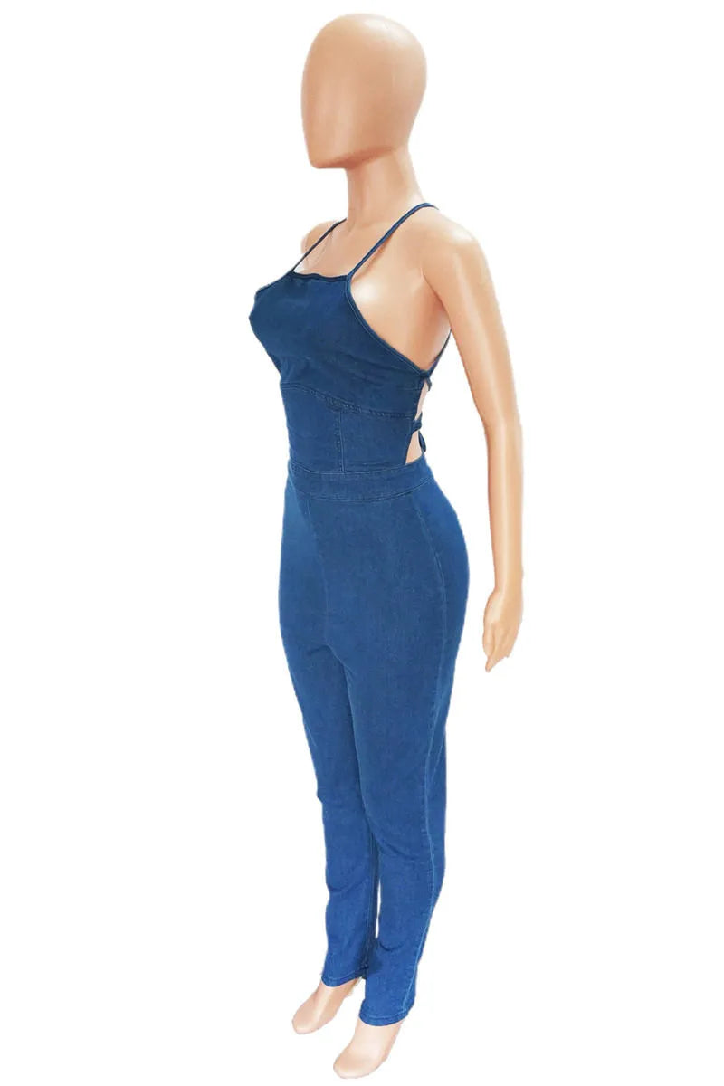 Backless Cross Spaghetti Strap Jumpsuit