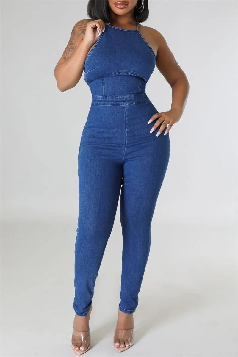 Backless Cross Spaghetti Strap Jumpsuit