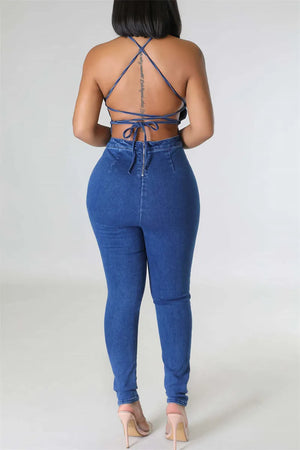 Backless Cross Spaghetti Strap Jumpsuit