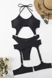 Black Bandage Hollowed Out Backless 2pc