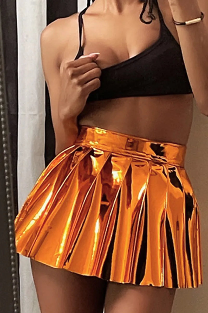 School Girl Metallic Tennis Skirt